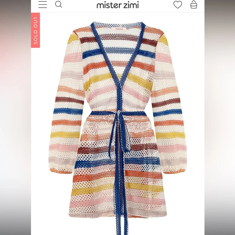 Poolside Mini Robe In Beach Stripe - Picture 2 of 5